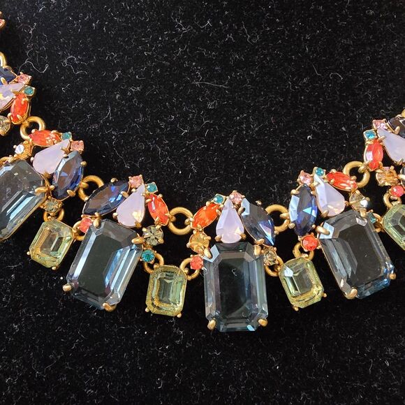 J.Crew Multi Color Glass Crystal Statement Necklace - Picture 2 of 4